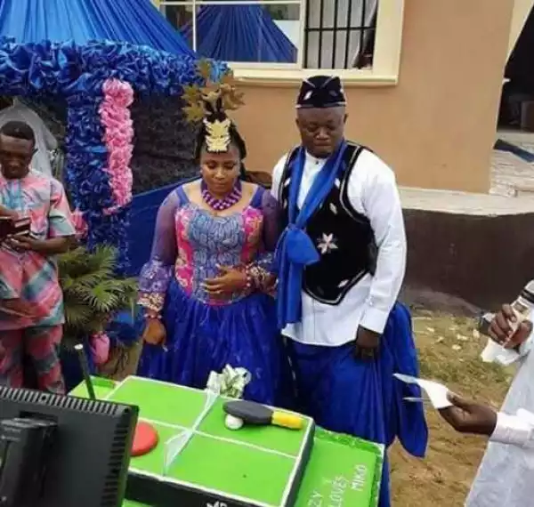 Photos: See This Lovely Customised Cake Nigerian Table Tennis player Used For Her Wedding 